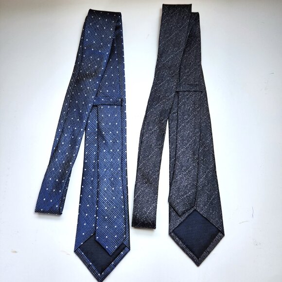 Daniel Hechter Paris Necktie Lot of Two Blue Men's Silk Tie 100% Silk Tie - Picture 4 of 6